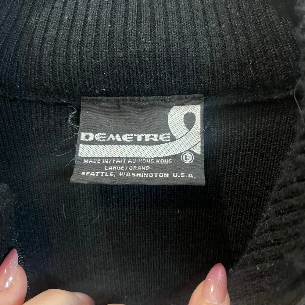Vintage‎ 80's Demetre 1/4 Zip Retro Ski Sweater Wool Blend Base Layer Large